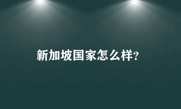 新加坡国家怎么样？