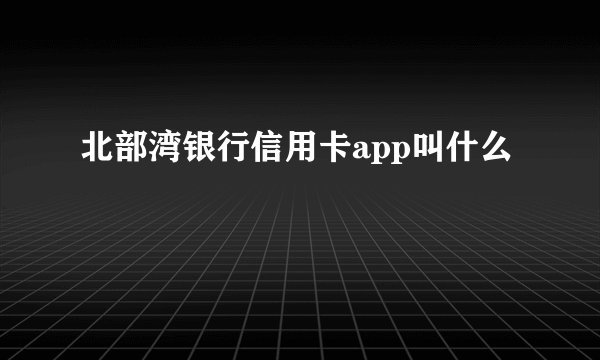 北部湾银行信用卡app叫什么