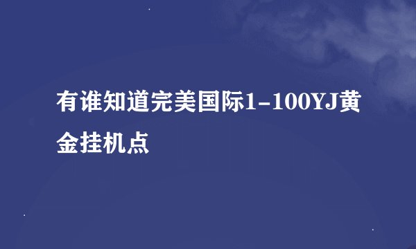 有谁知道完美国际1-100YJ黄金挂机点
