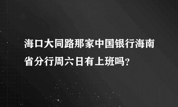 海口大同路那家中国银行海南省分行周六日有上班吗？