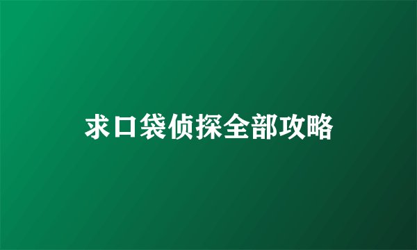 求口袋侦探全部攻略