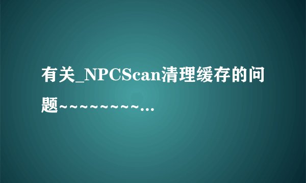 有关_NPCScan清理缓存的问题~~~~~~~~~~~~