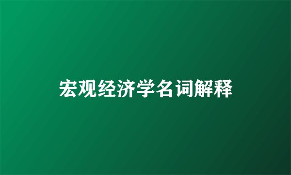 宏观经济学名词解释