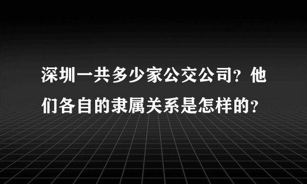 深圳一共多少家公交公司？他们各自的隶属关系是怎样的？