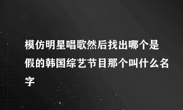 模仿明星唱歌然后找出哪个是假的韩国综艺节目那个叫什么名字