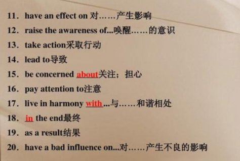 影响的英语短语是什么？
