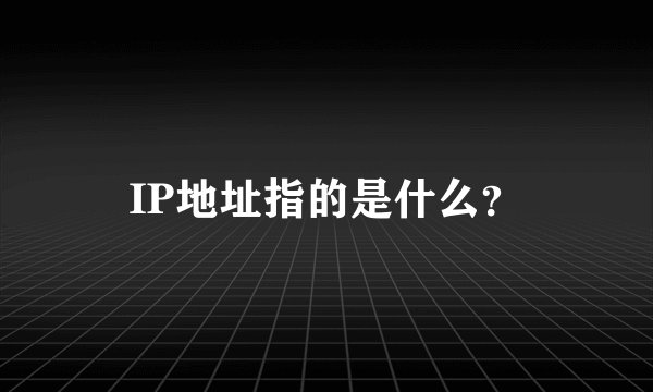 IP地址指的是什么？