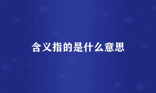 含义指的是什么意思