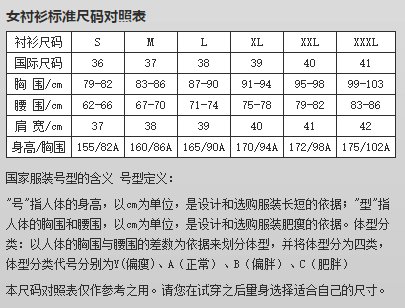 170/88A对应多大尺寸
