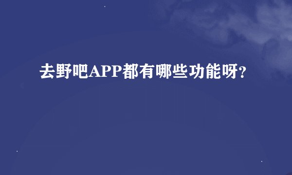 去野吧APP都有哪些功能呀？