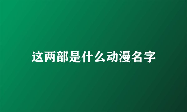 这两部是什么动漫名字