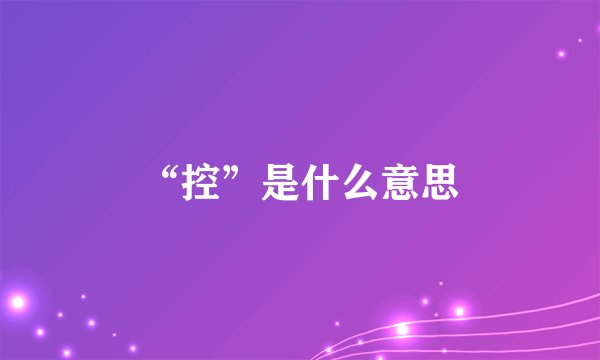 “控”是什么意思