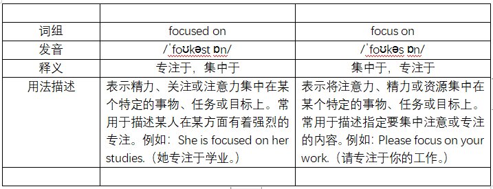focused on和 focus on的区别是什么？