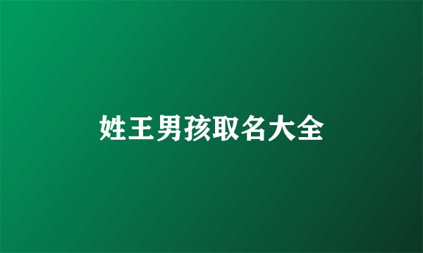 姓王男孩取名大全