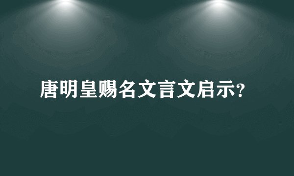 唐明皇赐名文言文启示？