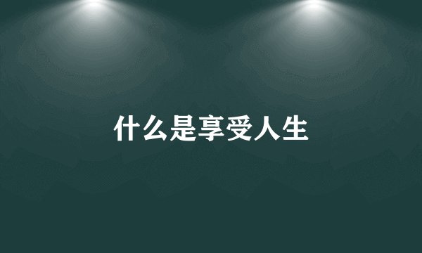 什么是享受人生