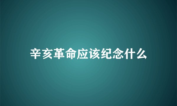 辛亥革命应该纪念什么