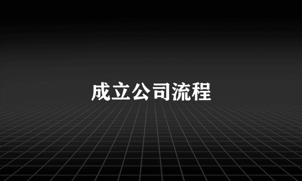 成立公司流程