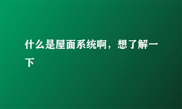 什么是屋面系统啊，想了解一下