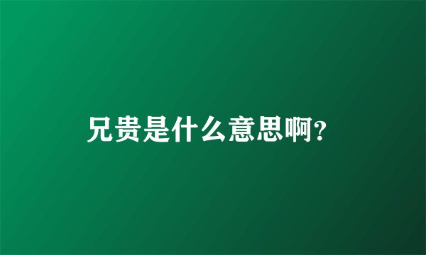 兄贵是什么意思啊？