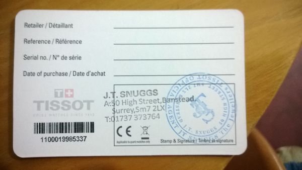 天梭手表的保修卡是什么样子的，求图