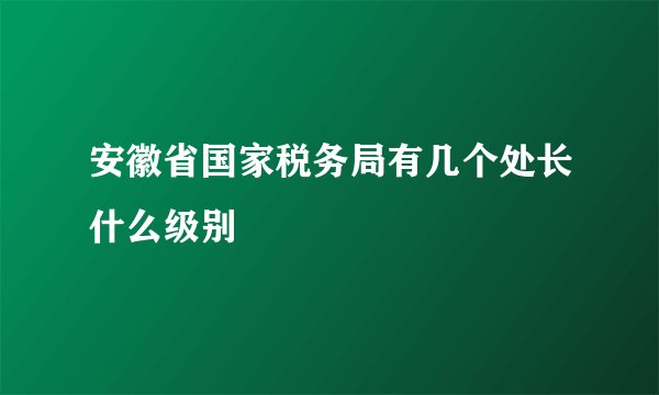 安徽省国家税务局有几个处长什么级别