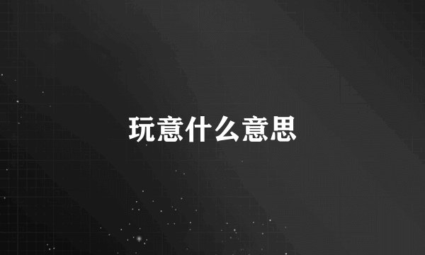 玩意什么意思