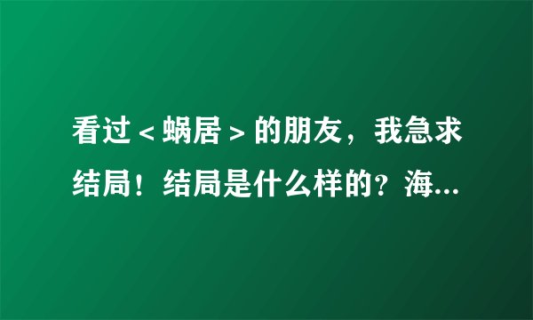 看过＜蜗居＞的朋友，我急求结局！结局是什么样的？海澡到底跟谁了？