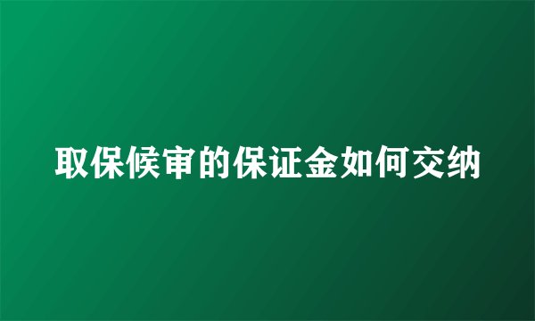 取保候审的保证金如何交纳