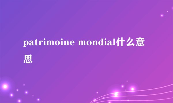 patrimoine mondial什么意思