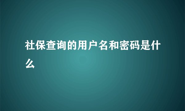 社保查询的用户名和密码是什么