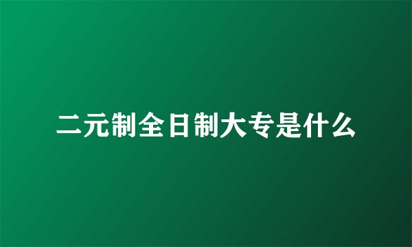 二元制全日制大专是什么