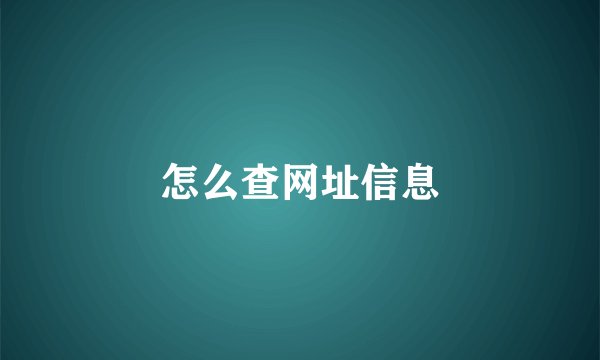 怎么查网址信息