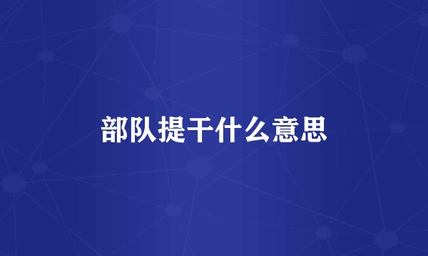 部队提干什么意思