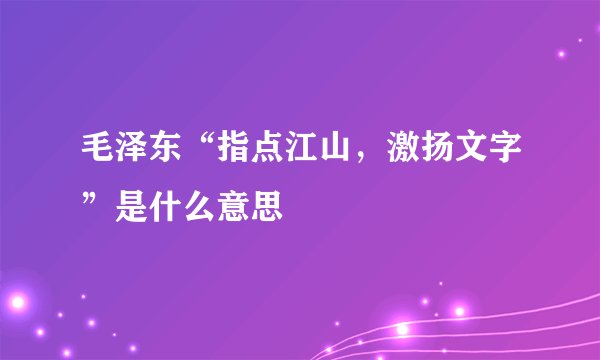 毛泽东“指点江山，激扬文字”是什么意思