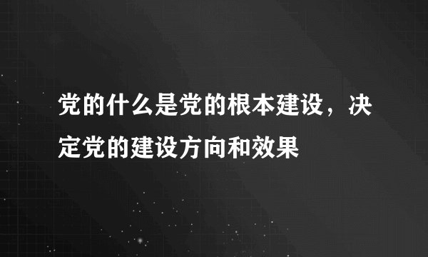 党的什么是党的根本建设，决定党的建设方向和效果