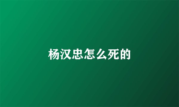 杨汉忠怎么死的