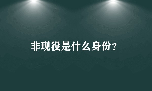 非现役是什么身份？