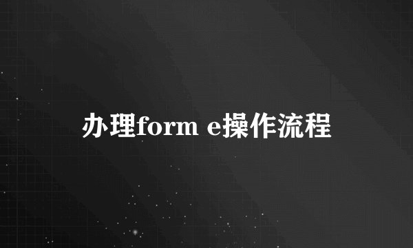 办理form e操作流程