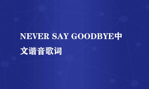 NEVER SAY GOODBYE中文谐音歌词