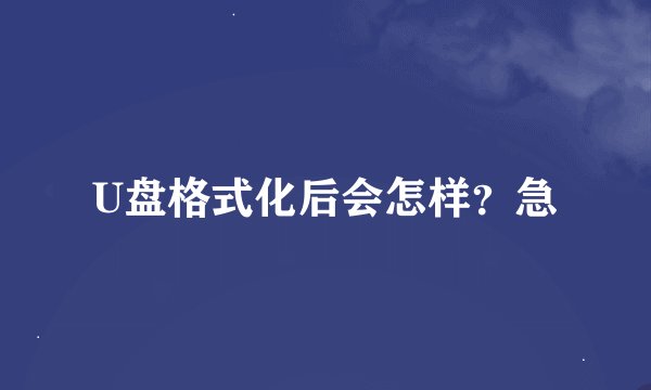 U盘格式化后会怎样？急