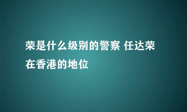 荣是什么级别的警察 任达荣在香港的地位