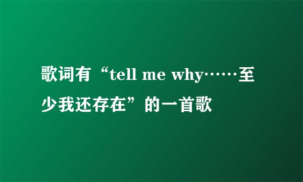 歌词有“tell me why……至少我还存在”的一首歌
