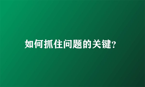 如何抓住问题的关键？