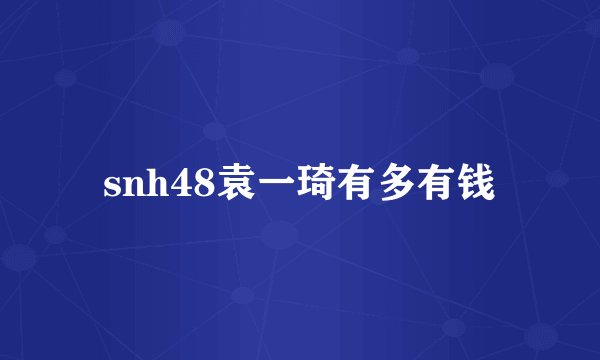 snh48袁一琦有多有钱