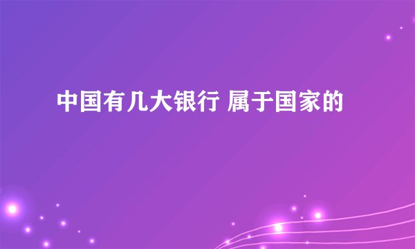 中国有几大银行 属于国家的