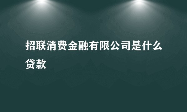 招联消费金融有限公司是什么贷款