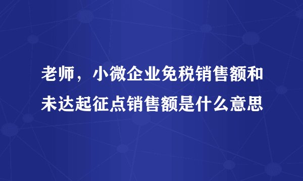老师，小微企业免税销售额和未达起征点销售额是什么意思