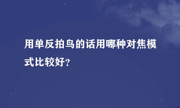 用单反拍鸟的话用哪种对焦模式比较好？