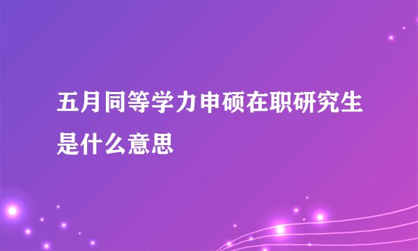五月同等学力申硕在职研究生是什么意思